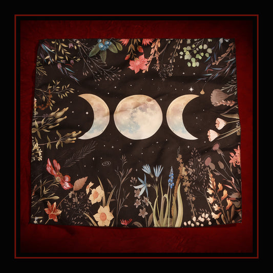 ✨ Embrace the Mystique with the Triple Moon Goddess Altar Cloth! 🌕🌙 Featured on 'Salem to Scotland - From Magic to Murder' Podcast! 🎙️🔮✨